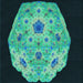 Round Patterned Deep Teal Green Rug, pat3360lblu