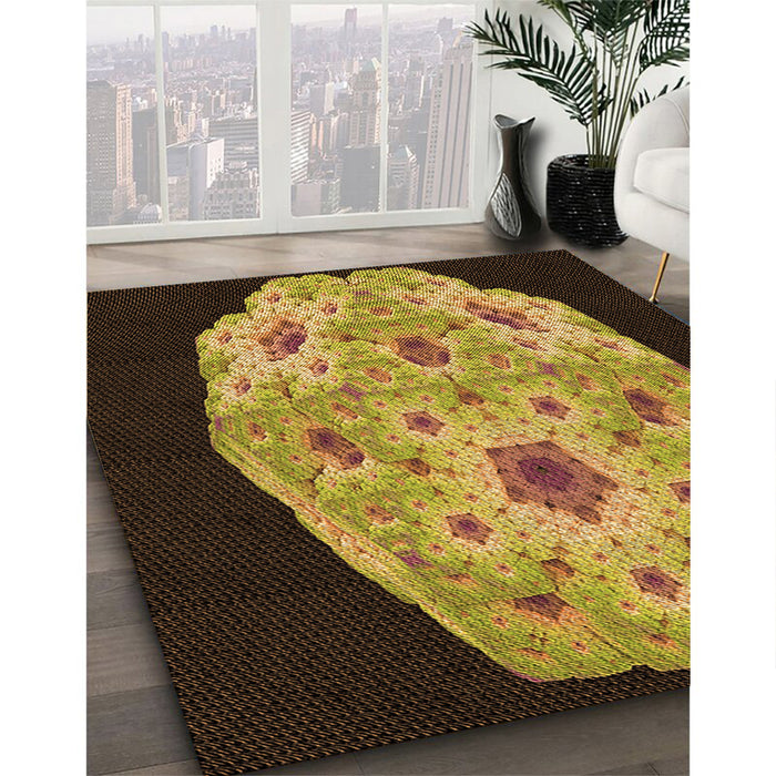 Patterned Red Rug in Family Room, pat3360org