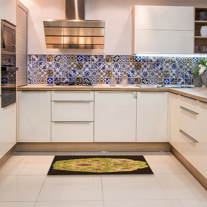 Patterned Red Rug in a Kitchen, pat3360org