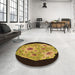 Round Patterned Red Rug in a Office, pat3360org