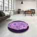 Round Patterned Orchid Purple Rug in a Office, pat3360pur