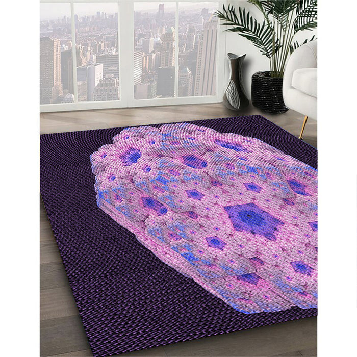 Patterned Orchid Purple Rug in Family Room, pat3360pur