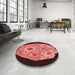 Round Patterned Red Rug in a Office, pat3360rd