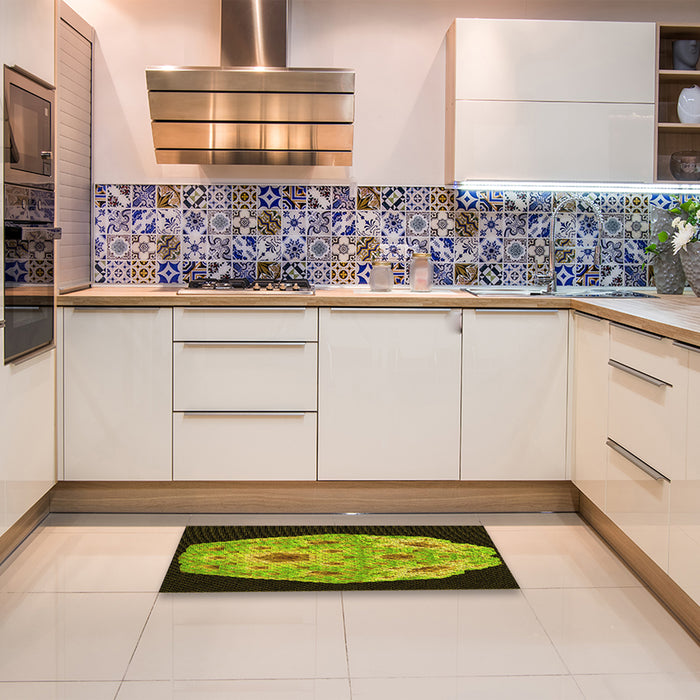 Patterned Pistachio Green Rug in a Kitchen, pat3360yw