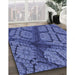 Machine Washable Transitional Sky Blue Rug in a Family Room, wshpat3361blu