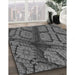 Machine Washable Transitional Dark Gray Black Rug in a Family Room, wshpat3361gry