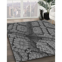 Patterned Dark Gray Black Rug, pat3361gry