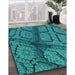 Machine Washable Transitional Dark Turquoise Green Rug in a Family Room, wshpat3361lblu