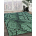 Machine Washable Transitional Emerald Green Rug in a Family Room, wshpat3361