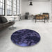 Round Patterned Deep Periwinkle Purple Rug in a Office, pat3362blu