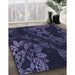 Patterned Deep Periwinkle Purple Rug in Family Room, pat3362blu