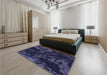 Patterned Deep Periwinkle Purple Rug in a Bedroom, pat3362blu