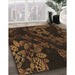 Patterned Saddle Brown Rug in Family Room, pat3362brn