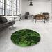 Round Patterned Black Rug in a Office, pat3362grn