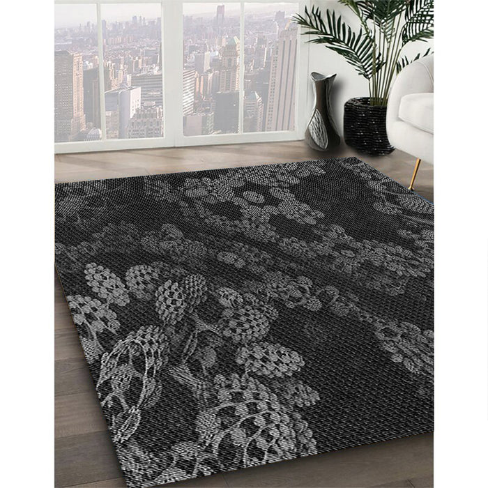 Patterned Carbon Gray Rug in Family Room, pat3362gry