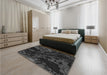 Patterned Carbon Gray Rug in a Bedroom, pat3362gry