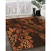 Patterned Mahogany Brown Rug in Family Room, pat3362org