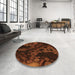 Round Patterned Mahogany Brown Rug in a Office, pat3362org