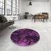 Round Patterned Purple Lily Purple Rug in a Office, pat3362pur