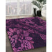 Patterned Purple Lily Purple Rug in Family Room, pat3362pur