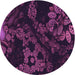 Square Machine Washable Transitional Purple Lily Purple Rug in a Living Room, wshpat3362pur