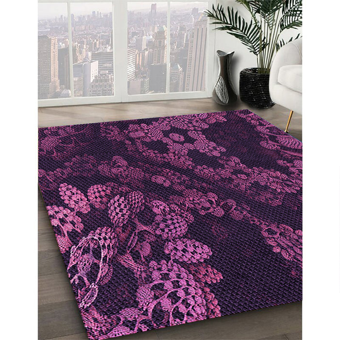 Machine Washable Transitional Purple Lily Purple Rug in a Family Room, wshpat3362pur