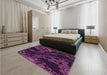Patterned Purple Lily Purple Rug in a Bedroom, pat3362pur