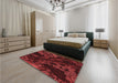 Patterned Maroon Red Rug in a Bedroom, pat3362rd