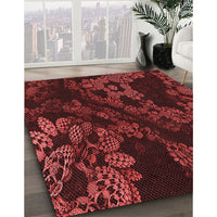 Patterned Maroon Red Rug, pat3362rd