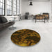 Round Patterned Black Brown Rug in a Office, pat3362yw
