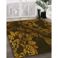 Patterned Black Brown Rug, pat3362yw