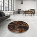 Round Patterned Sienna Brown Novelty Rug in a Office, pat3362
