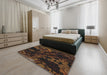 Machine Washable Transitional Sienna Brown Rug in a Bedroom, wshpat3362