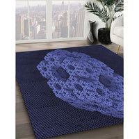 Patterned Night Blue Rug, pat3363blu