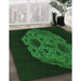 Machine Washable Transitional Green Rug in a Family Room, wshpat3363grn