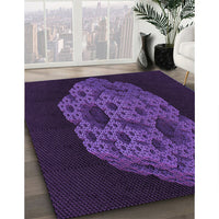 Patterned Deep Purple Rug, pat3363pur