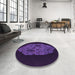 Round Patterned Deep Purple Rug in a Office, pat3363pur