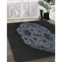 Patterned Black Novelty Rug, pat3363