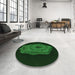 Round Patterned Green Rug in a Office, pat3364grn