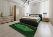 Patterned Green Rug in a Bedroom, pat3364grn