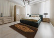 Patterned Mahogany Brown Rug in a Bedroom, pat3364org