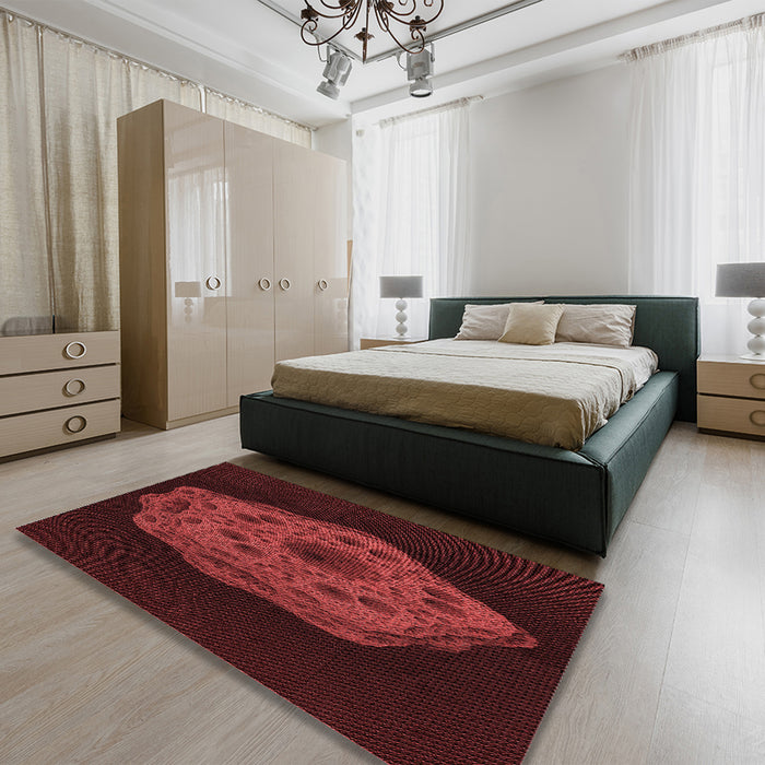 Patterned Red Rug in a Bedroom, pat3364rd