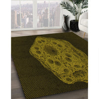 Patterned Dark Bronze Brown Rug, pat3364yw