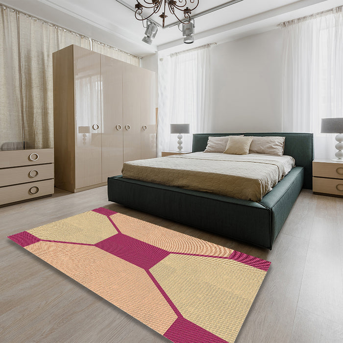 Patterned Orange Rug in a Bedroom, pat3365brn