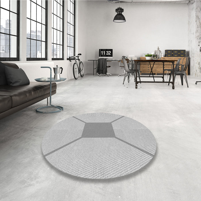Round Patterned Gray Rug in a Office, pat3365gry