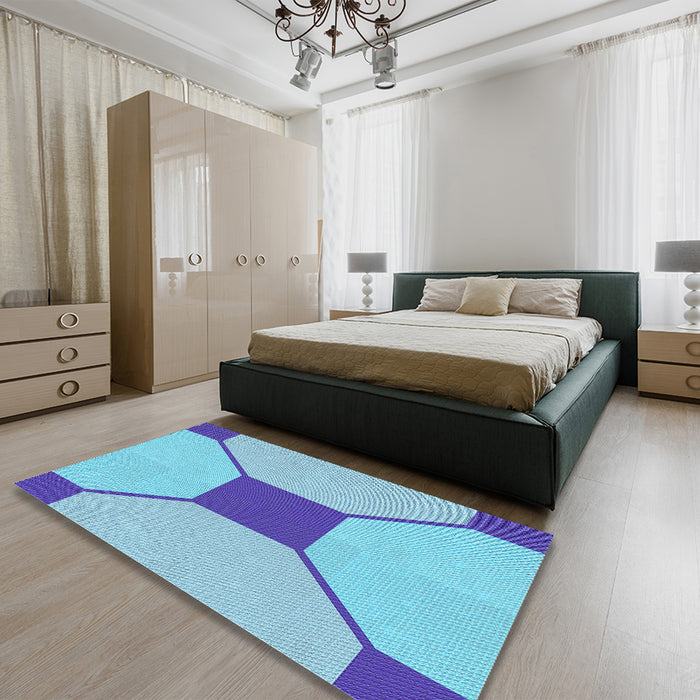 Patterned Blue Rug in a Bedroom, pat3365lblu