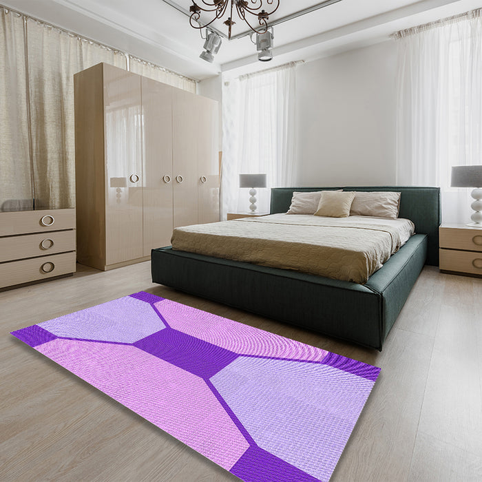 Patterned Crimson Purple Rug in a Bedroom, pat3365pur