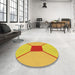 Round Patterned Neon Orange Rug in a Office, pat3365yw