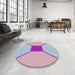 Round Patterned Blue Modern Rug in a Office, pat3365