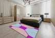 Patterned Blue Modern Rug in a Bedroom, pat3365